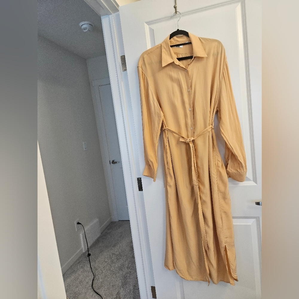 Uniqlo long sleeve maxi shirt dress M